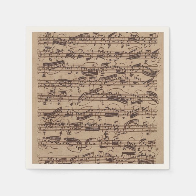 Antique Sheet Music Bach Manuscript Napkin (Front)