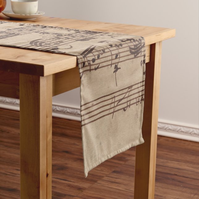 Antique Sheet Music Bach Manuscript Short Table Runner (In Situ)