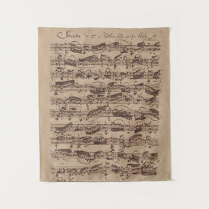 Antique Sheet Music Bach Manuscript Tapestry