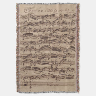 Antique Sheet Music Bach Manuscript Throw Blanket