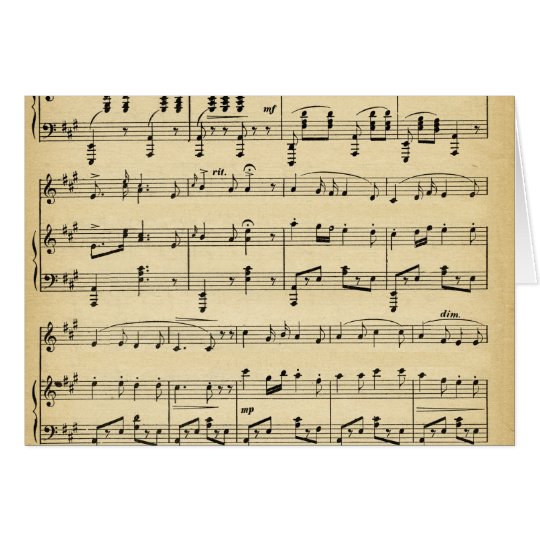 Antique Sheet Music Card