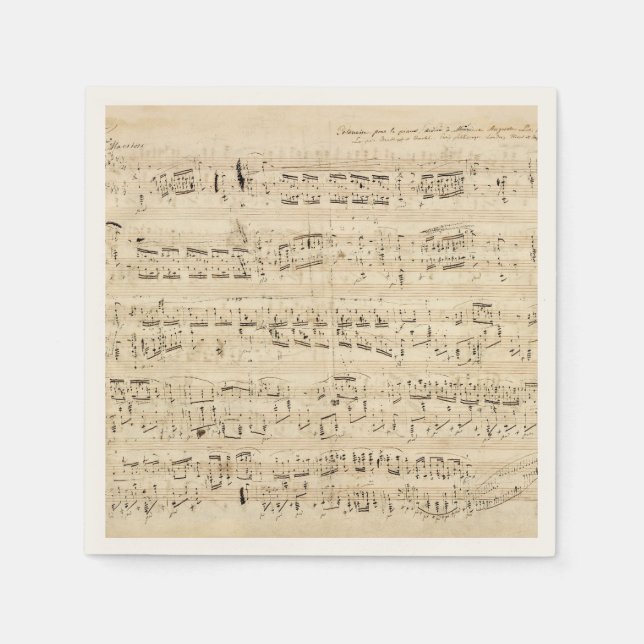Antique Sheet Music Chopin Manuscript Napkin (Front)