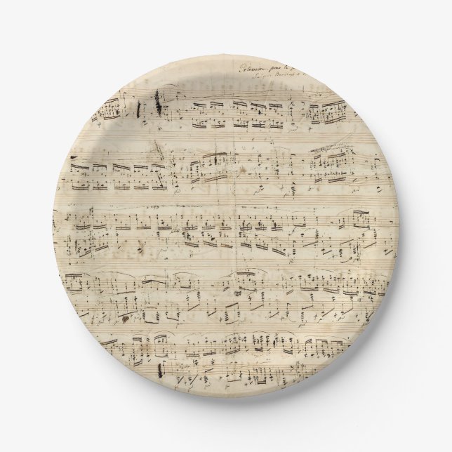 Antique Sheet Music Chopin Manuscript Paper Plate (Front)