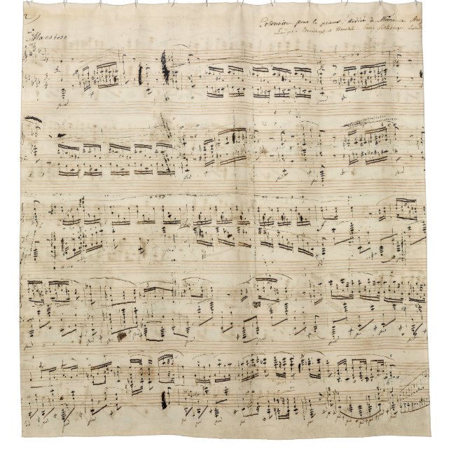 Antique Sheet Music Chopin Manuscript Shower Curtain (Front)