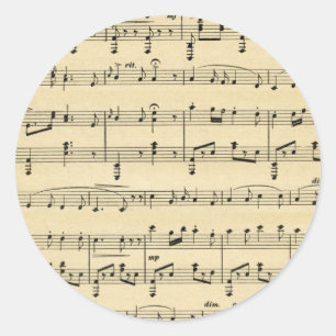 Antique Sheet Music Classic Round Sticker