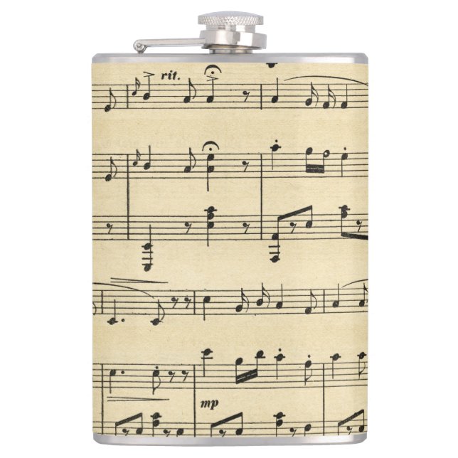 Antique Sheet Music Hip Flask (Front)