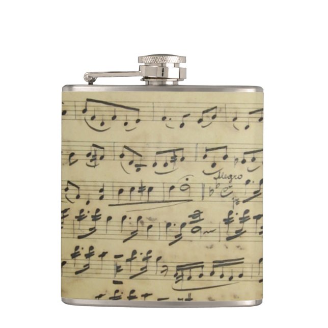 Antique Sheet Music Hip Flask (Front)