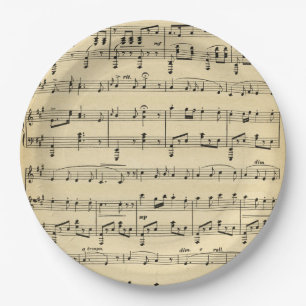 Antique Sheet Music Paper Plate