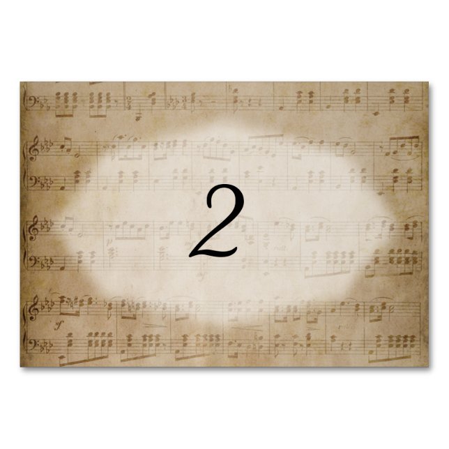 Antique Sheet Music Table Number Placecards (Front)