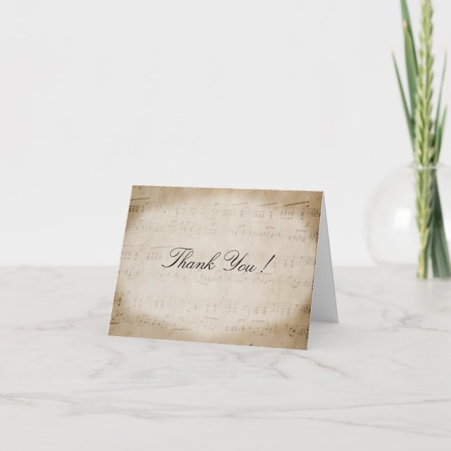 Antique Sheet Music Thank You Card (Front)