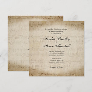 Antique Sheet Music Theme Wedding Invitation