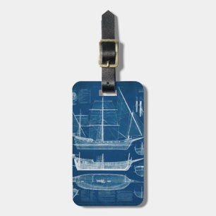 Antique Ship Blueprint I Luggage Tag