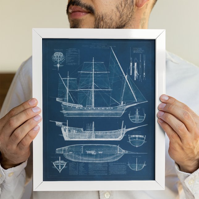 Antique Ship Blueprint I Poster (Creator Uploaded)