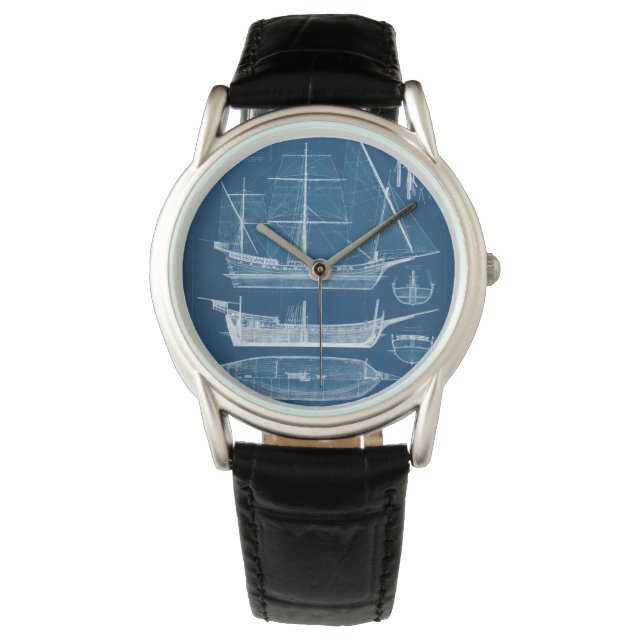 Antique Ship Blueprint I Watch (Front)
