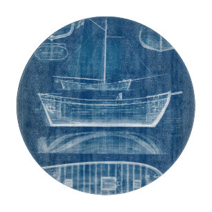 Antique Ship Blueprint II Cutting Board