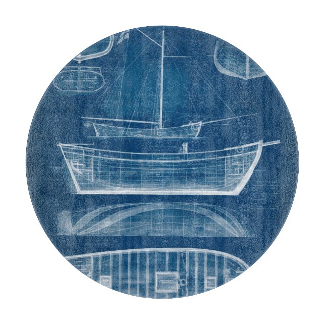 Antique Ship Blueprint II Cutting Board (Front)