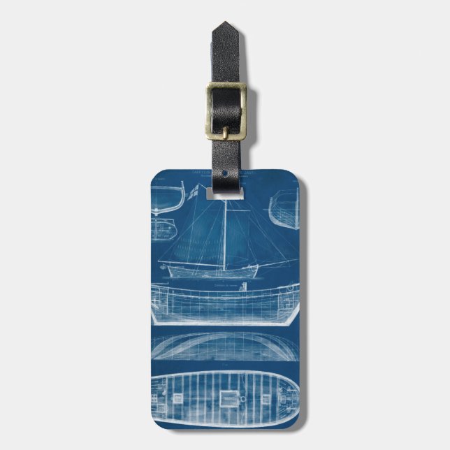 Antique Ship Blueprint II Luggage Tag (Front Vertical)