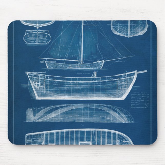 Antique Ship Blueprint II Mouse Mat (Front)