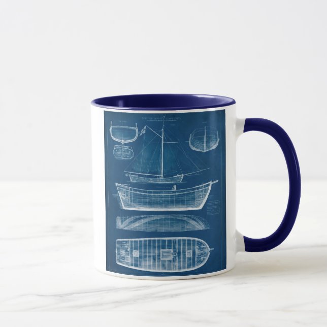 Antique Ship Blueprint II Mug (Right)