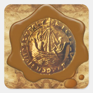 ANTIQUE SHIP BROWN WAX SEAL PARCHMENT
