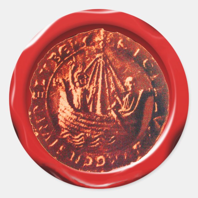 ANTIQUE SHIP RED WAX SEAL (Front)