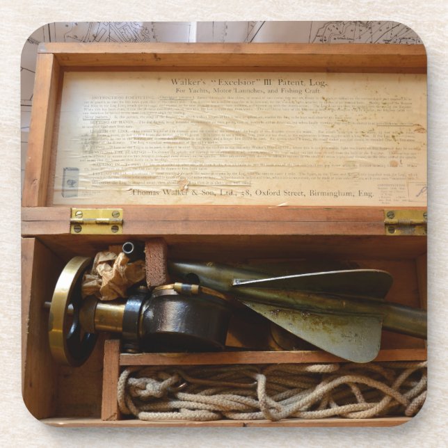 Antique Ship's Log Coaster (Front)