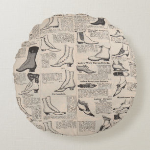 Antique Shoe Advertising Catalogue Round Cushion