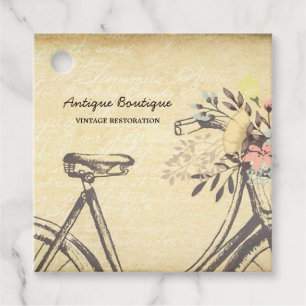 Antique Shop Vintage Restoration Floral Bicycle Favour Tags
