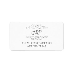 Antique Silver Flourish Monogram Address Labels