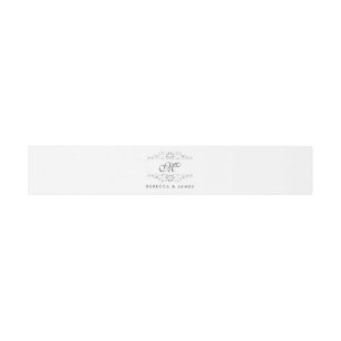 Antique Silver Flourish Monogram Belly Band Invitation Belly Band