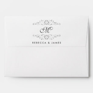Antique Silver Flourish Monogram Wedding Envelopes