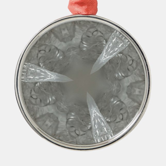 Antique Silver Grey Decorative Kaleidoscopic Metal Tree Decoration (Front)