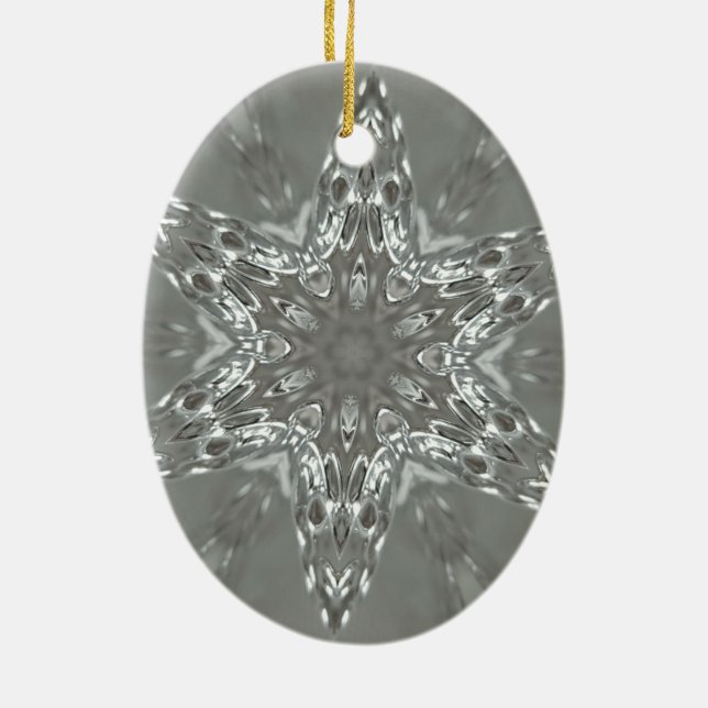 Antique Silver Grey Decorative Kaleidoscopic Star Ceramic Tree Decoration (Back)