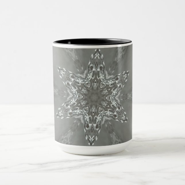 Antique Silver Grey Decorative Kaleidoscopic Star Mug (Center)