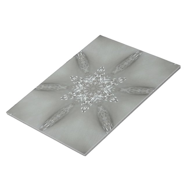 Antique Silver Grey Decorative Kaleidoscopic Star Notepad (Angled)