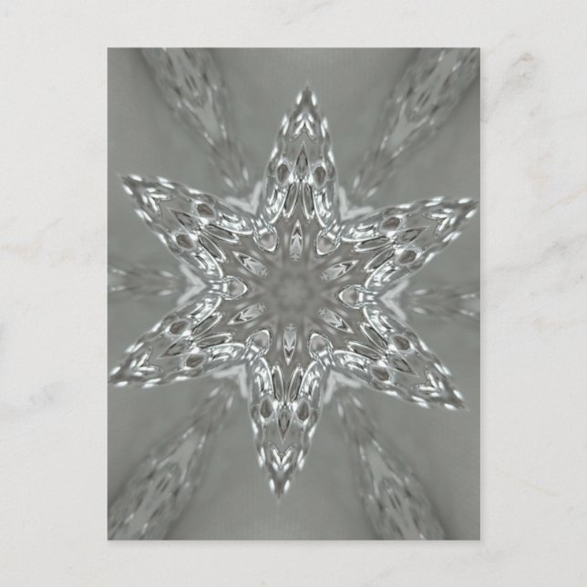 Antique Silver Grey Decorative Kaleidoscopic Star Postcard (Front)