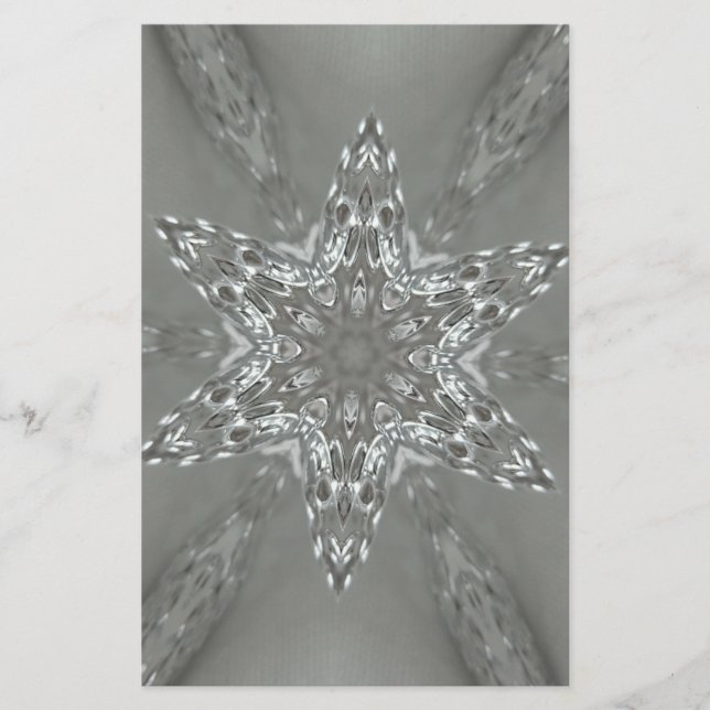 Antique Silver Grey Decorative Kaleidoscopic Star Stationery (Front)
