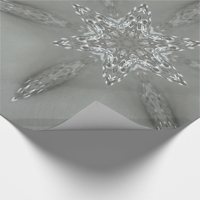 Antique Silver Grey Decorative Kaleidoscopic Star Wrapping Paper (Corner)