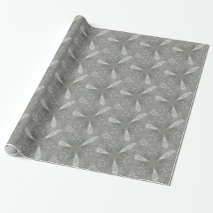 Antique Silver Grey Decorative Kaleidoscopic Wrapping Paper