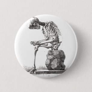 Antique Skeleton Anatomy: Gothic Halloween Medical 6 Cm Round Badge