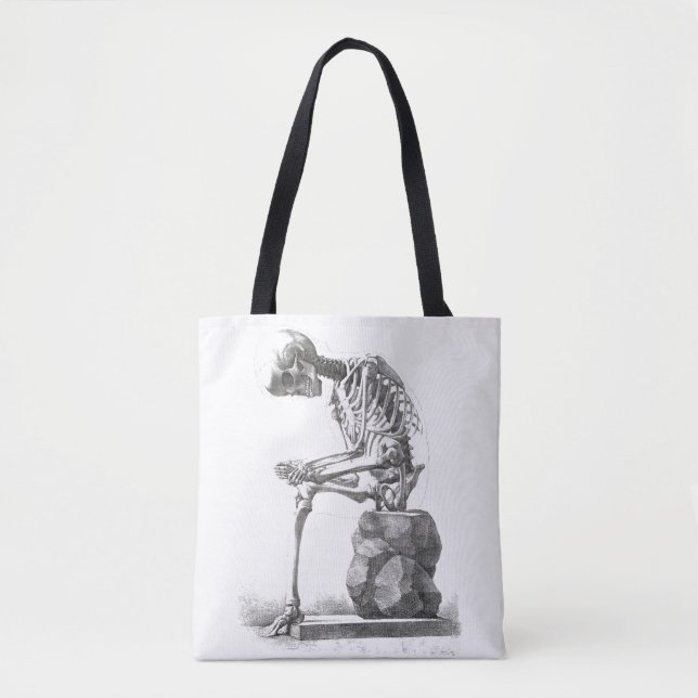 Antique Skeleton Anatomy: Gothic Halloween Medical Tote Bag (Front)