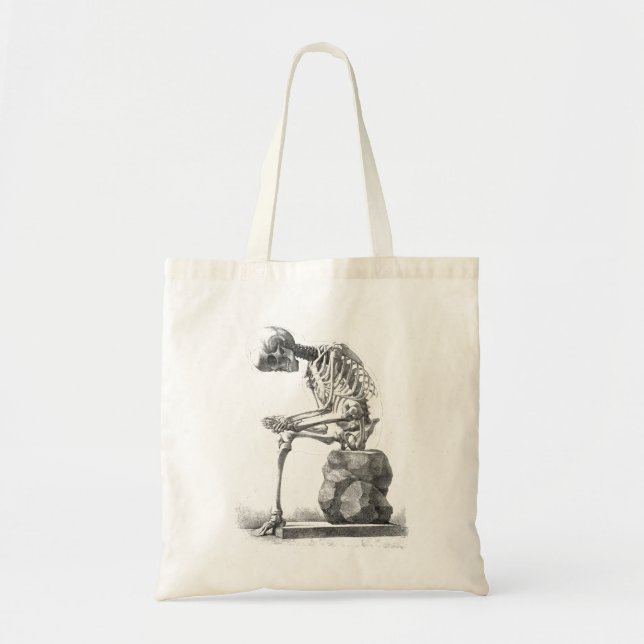 Antique Skeleton Anatomy: Gothic Halloween Medical Tote Bag (Front)