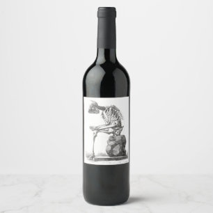 Antique Skeleton Anatomy: Gothic Halloween Medical Wine Label