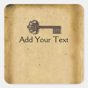 Antique Skeleton Key Square Sticker