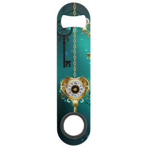 Antique Skeleton Keys on Green Background