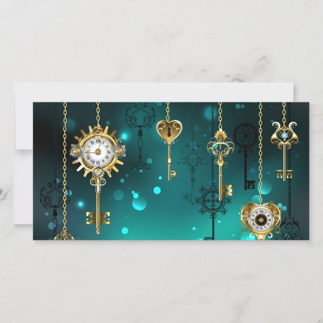 Antique Skeleton Keys on Green Background (Front)