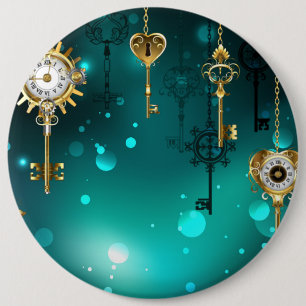 Antique Skeleton Keys on Green Background 6 Cm Round Badge