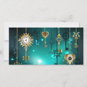 Antique Skeleton Keys on Green Background Announcement