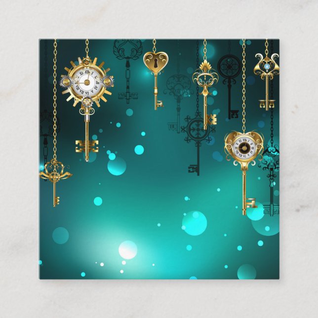 Antique Skeleton Keys on Green Background Appointment Card (Front)