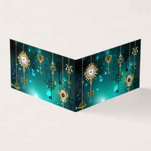 Antique Skeleton Keys on Green Background Business Card